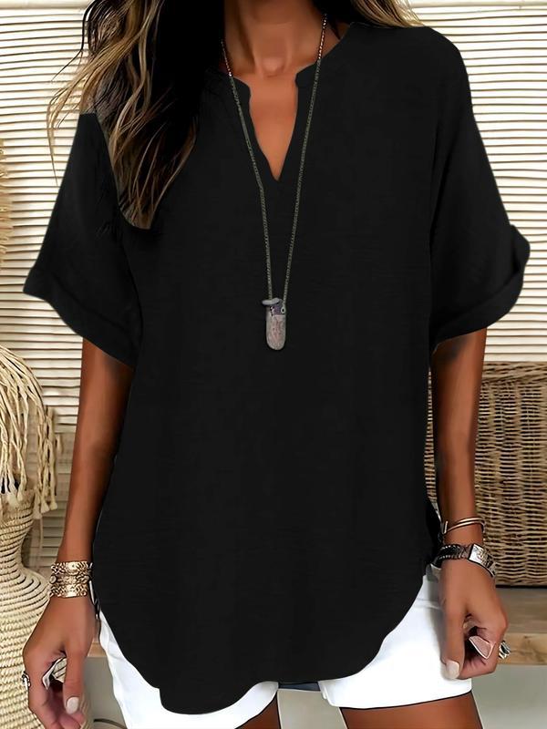 GENNEVA™ – Casual Plain Short Sleeve Blouse