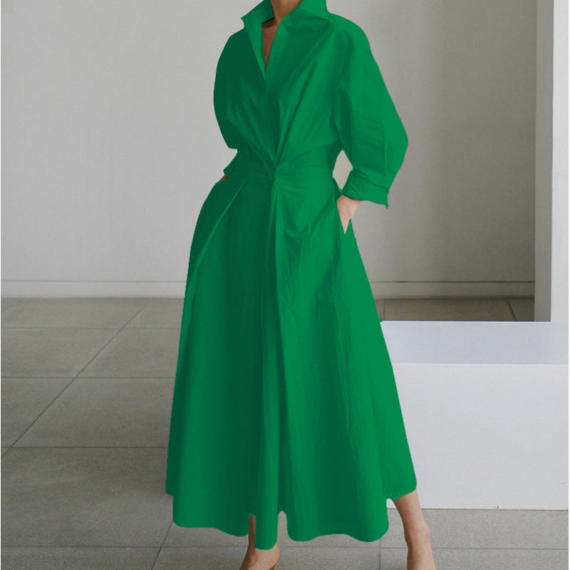 SOFER™ - Elegant Front Wrap Collared Maxi Dress
