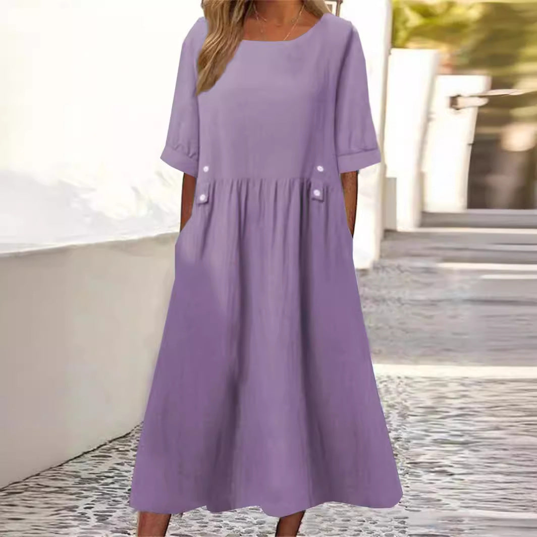 Sharon – Elegant Tummy-Coverage Summer Dress