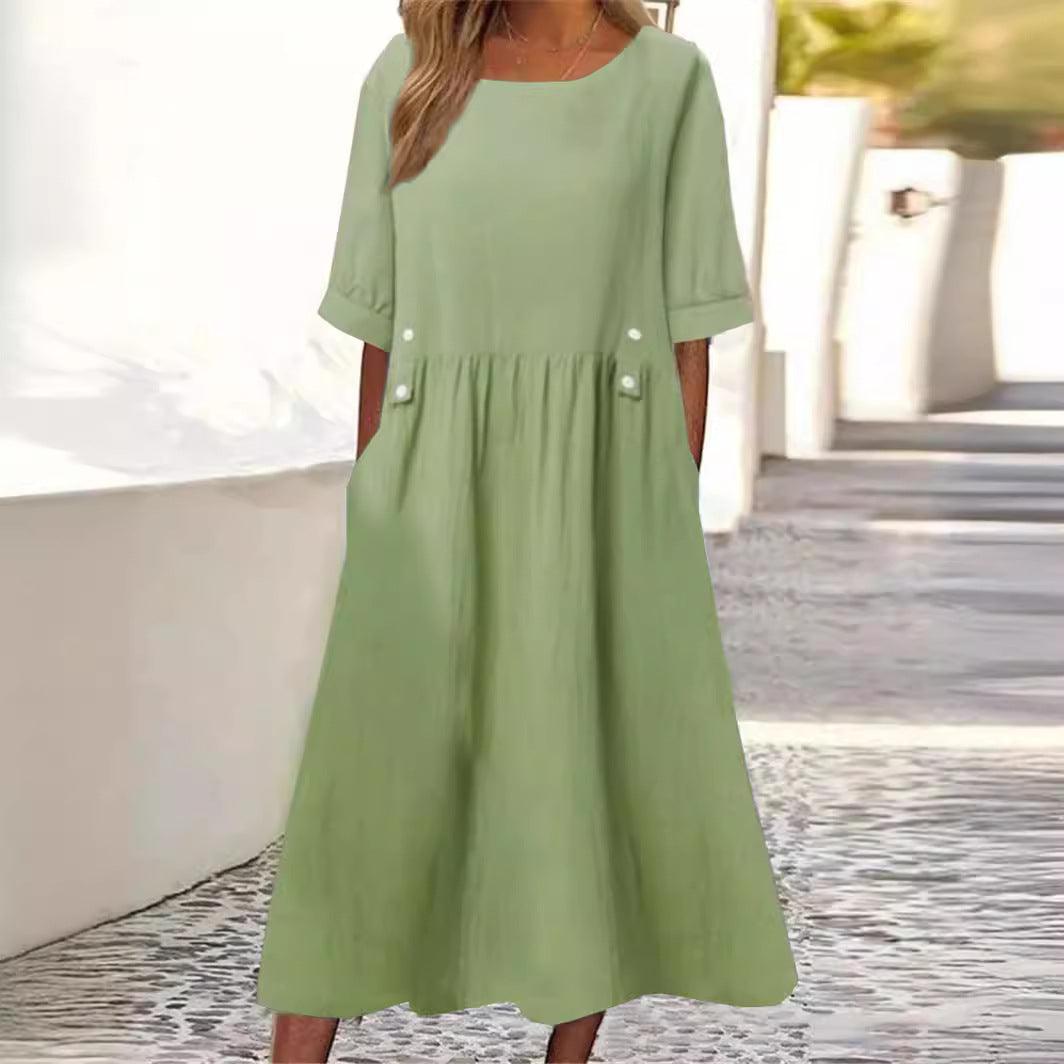 Sharon – Elegant Tummy-Coverage Summer Dress
