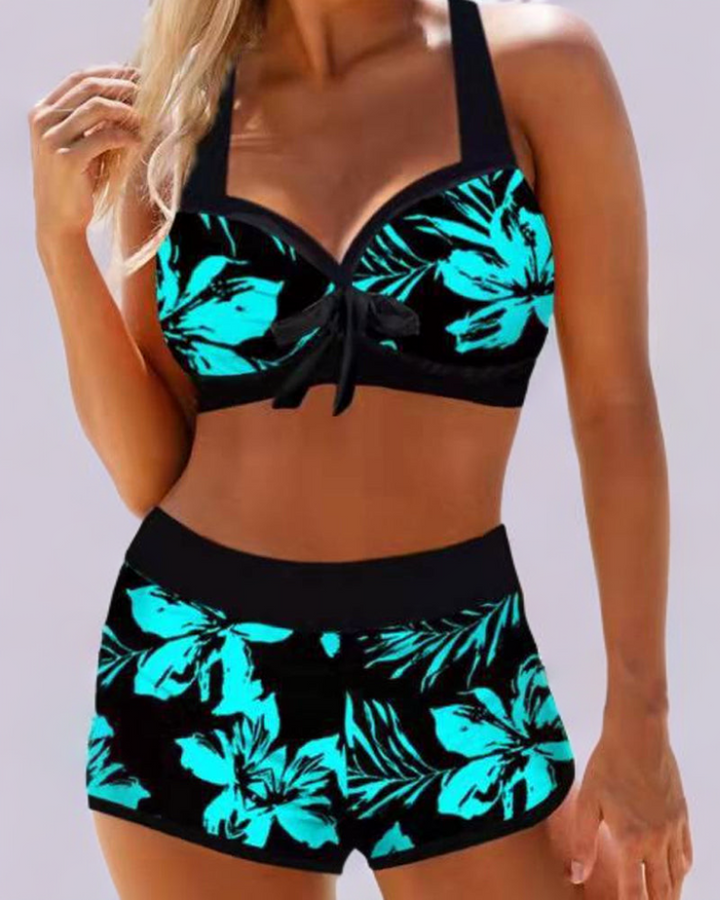 Amber – High-Waist Floral Swimsuit