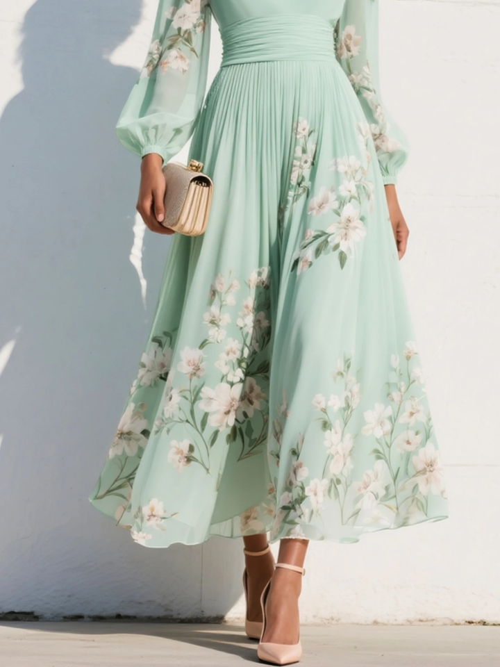 Jessica – Light Green Chiffon Midi Dress