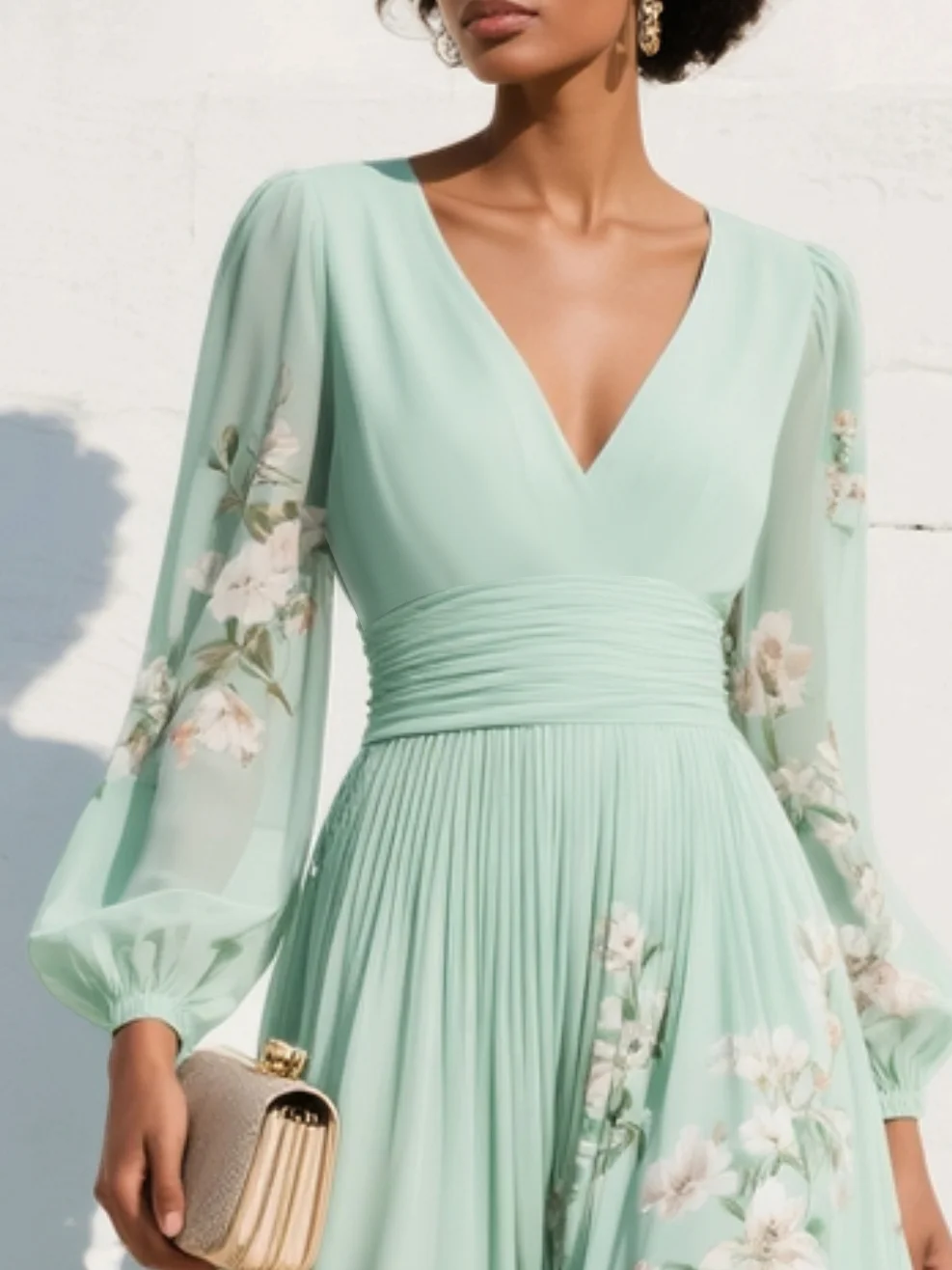 Jessica – Light Green Chiffon Midi Dress