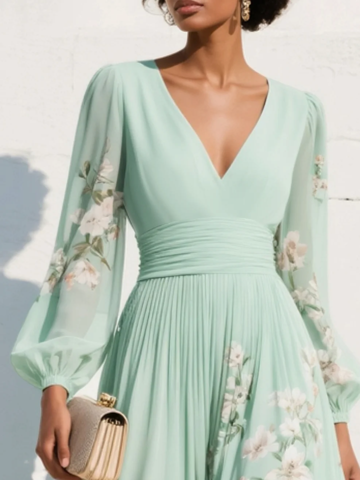 Jessica – Light Green Chiffon Midi Dress