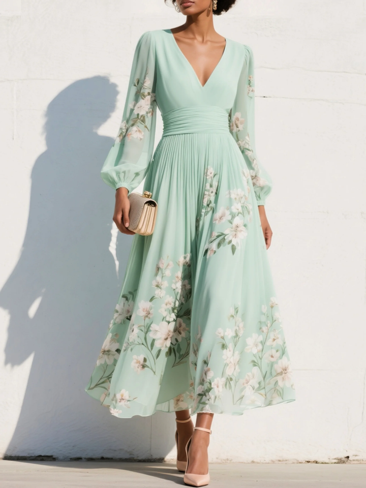 Jessica – Light Green Chiffon Midi Dress