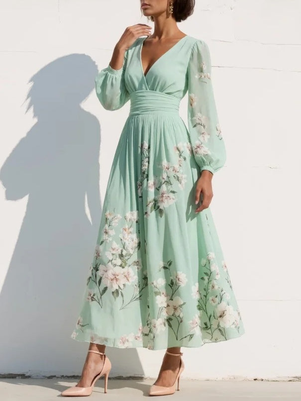 Jessica – Light Green Chiffon Midi Dress