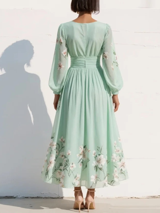 Jessica – Light Green Chiffon Midi Dress