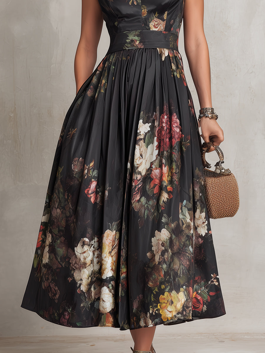 Hannah – Floral Pleated Midi Dress