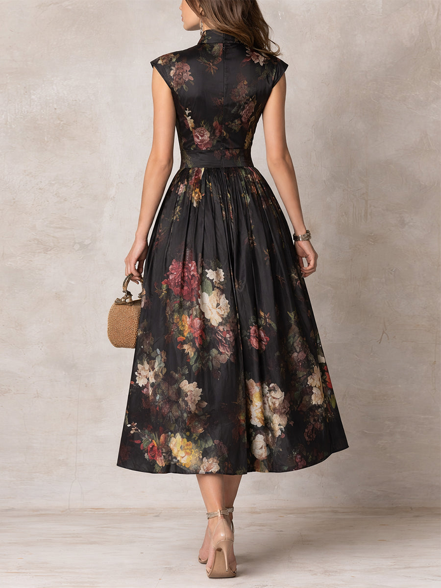 Hannah – Floral Pleated Midi Dress
