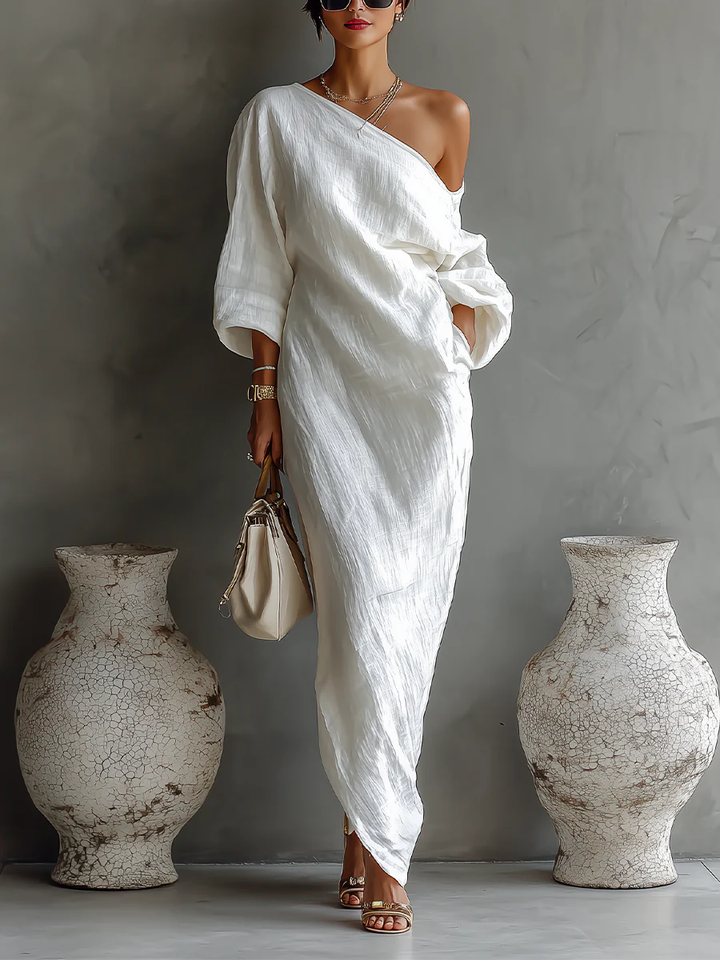 Christine – Sophisticated One-Shoulder Maxi Dress