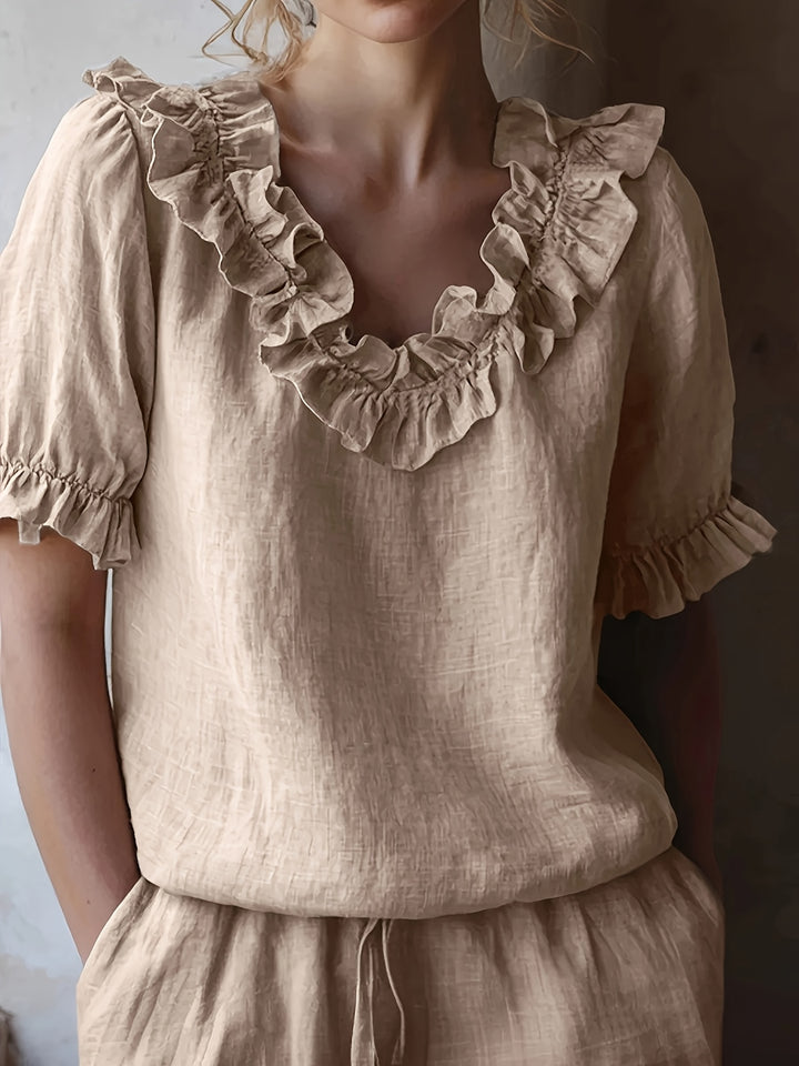 Amy – Spring/Summer Ruffle Crew Neck Shirt