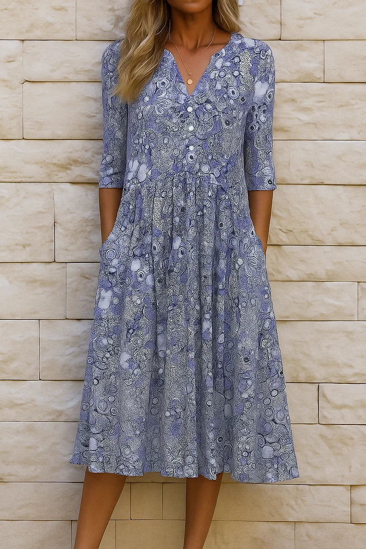 Michelle – Elegant Floral V-Neck Dress