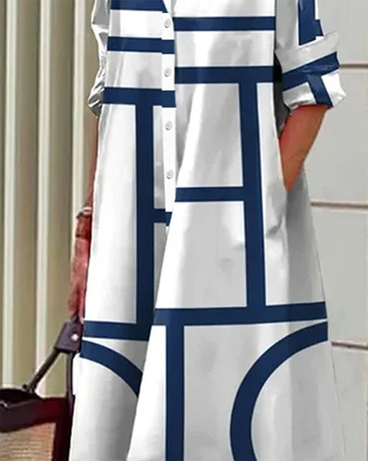 Pamela – Geometric Print Dress with Pockets
