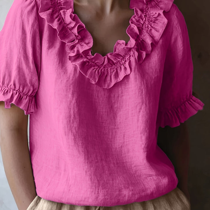 Amy – Spring/Summer Ruffle Crew Neck Shirt