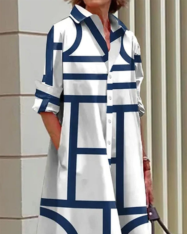 Pamela – Geometric Print Dress with Pockets