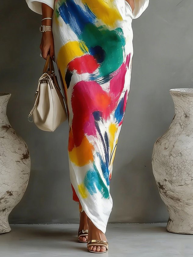 Angela – One-Shoulder Abstract Maxi Dress