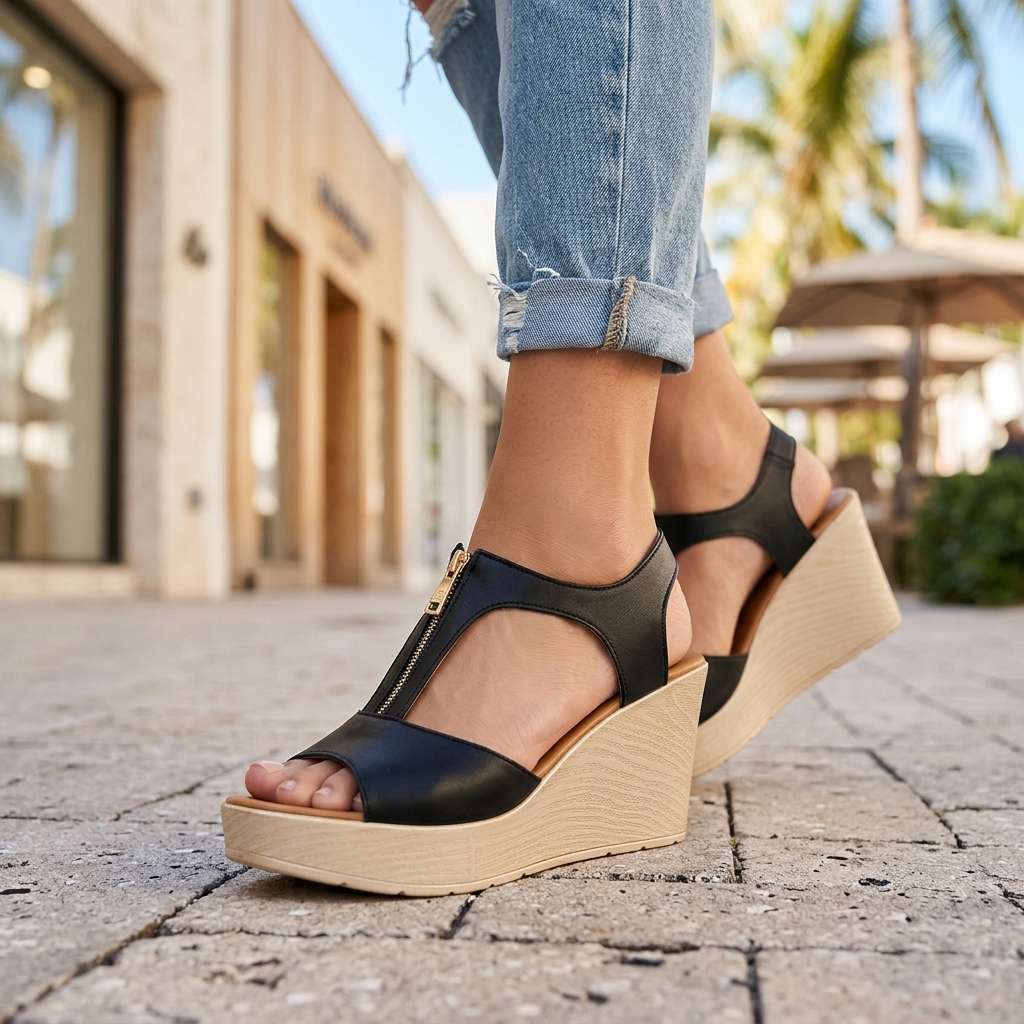 Melissa – Zipper Platform Heels