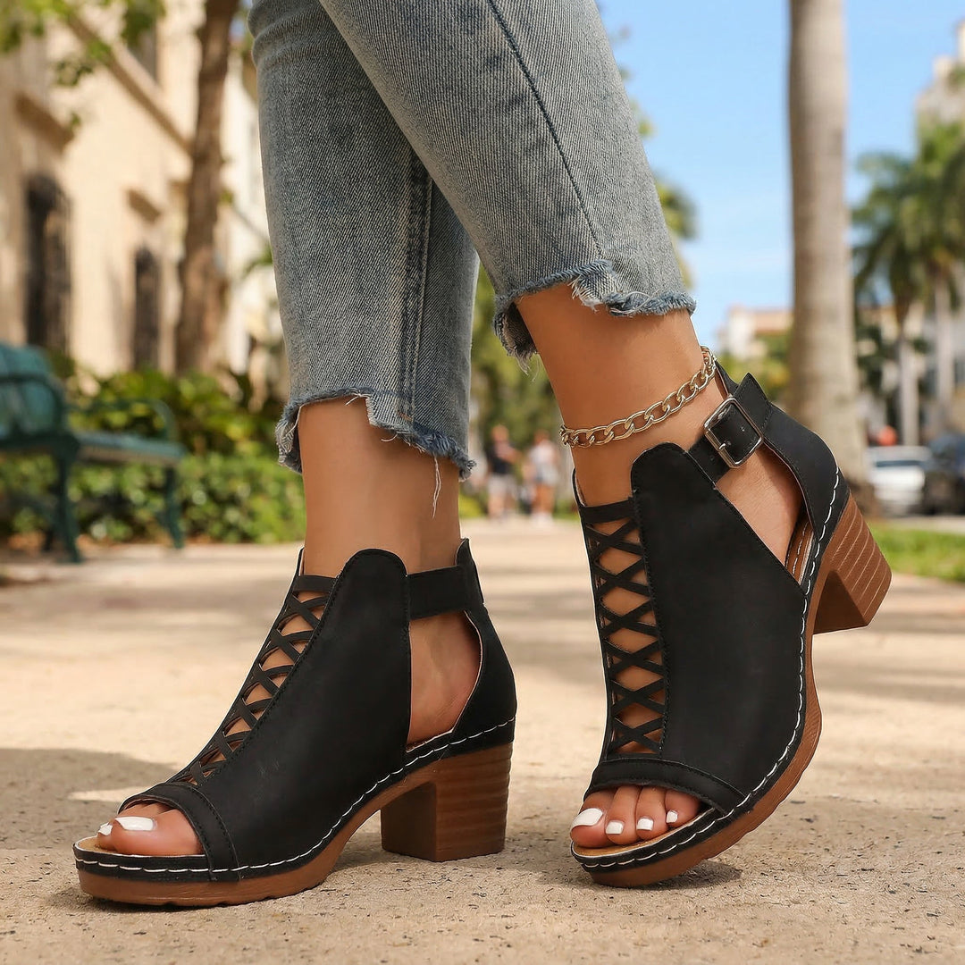 Avery – Open Toe Buckle Heels