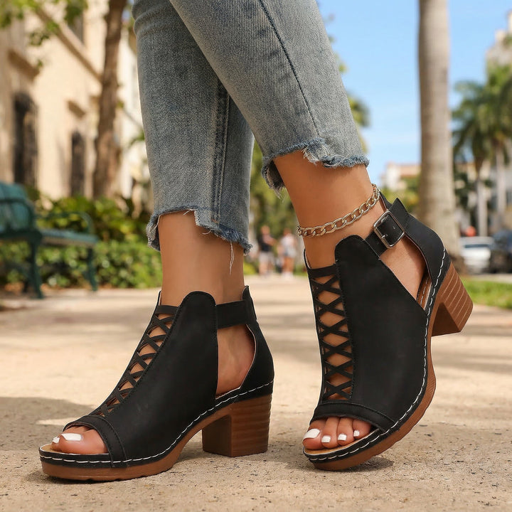 Avery – Open Toe Buckle Heels