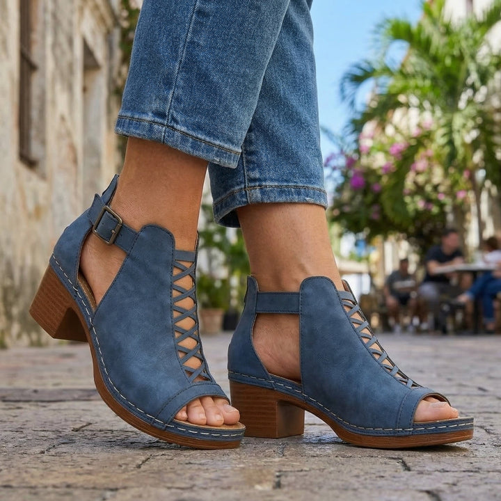 Avery – Open Toe Buckle Heels
