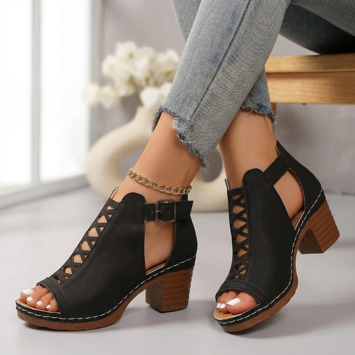 Avery – Open Toe Buckle Heels