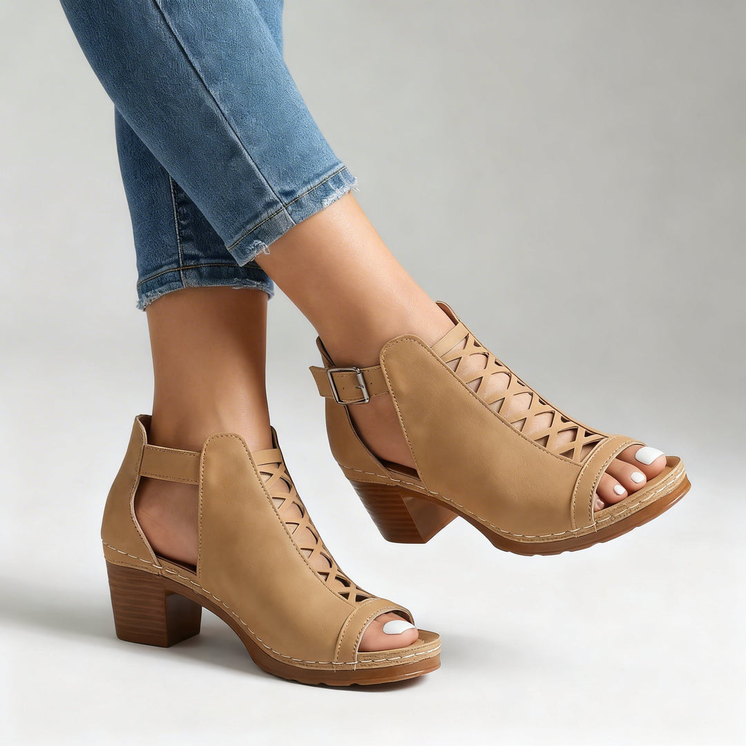Avery – Open Toe Buckle Heels