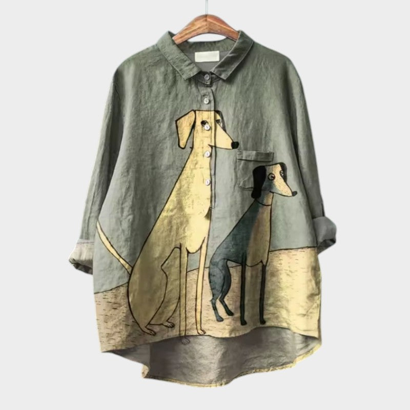 Lisa – Oversized Dog Print Shirt