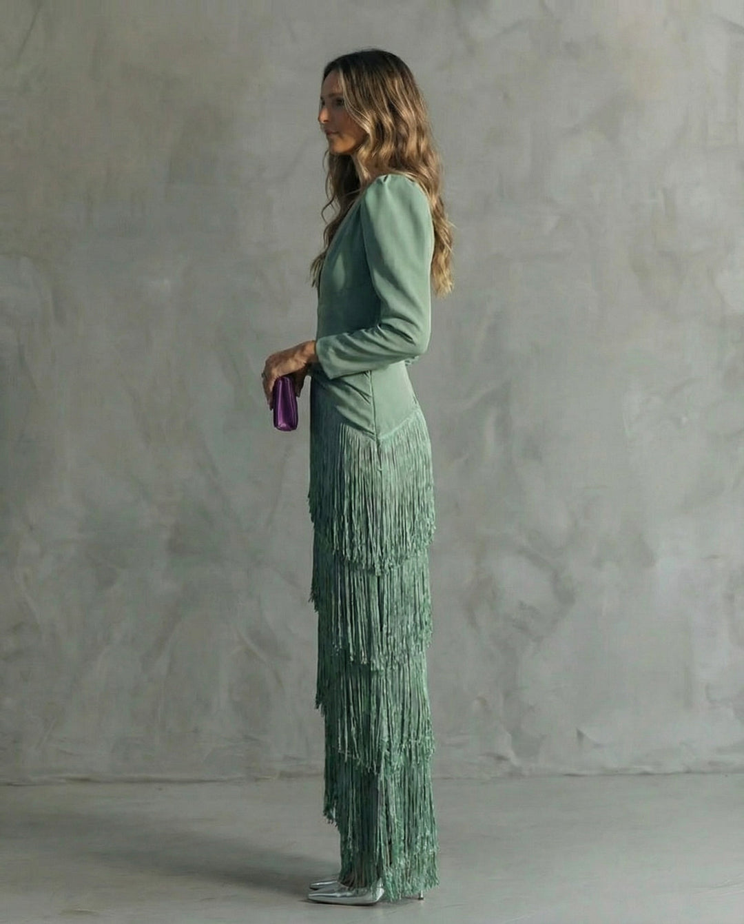 Joan – Elegant Midi Dress with Fringe