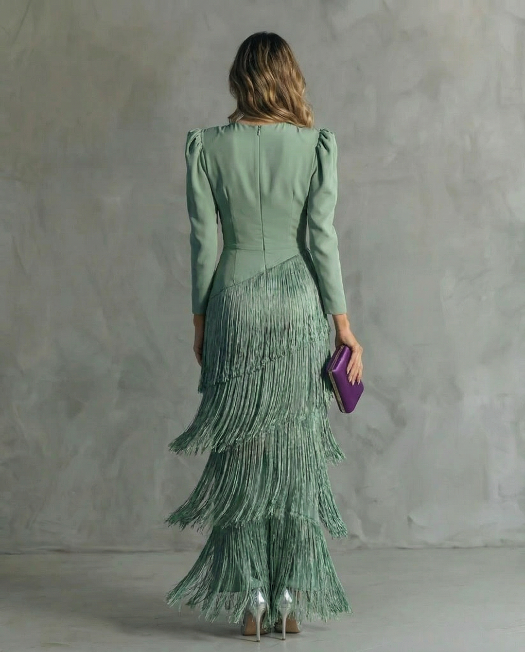 Joan – Elegant Midi Dress with Fringe