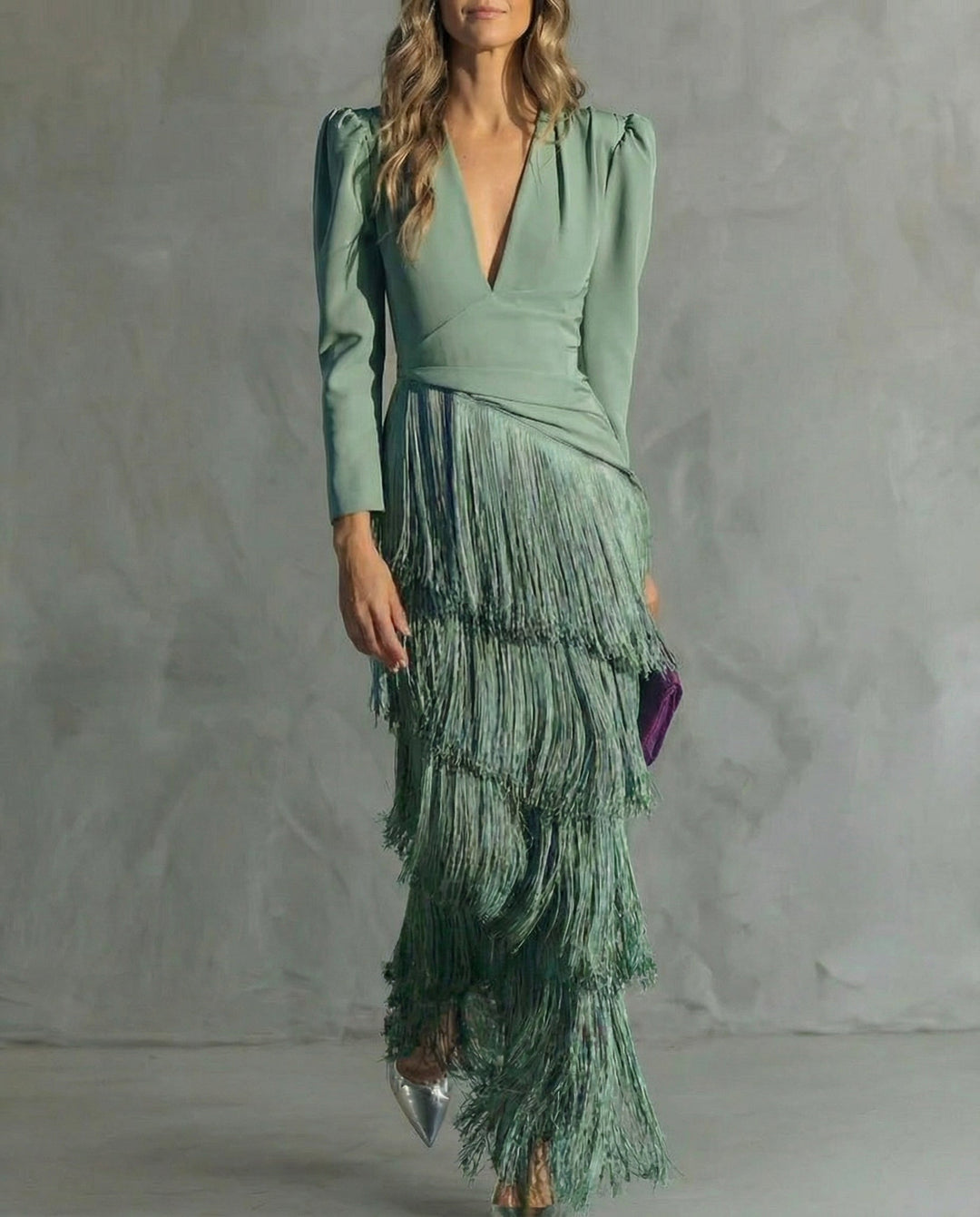 Joan – Elegant Midi Dress with Fringe