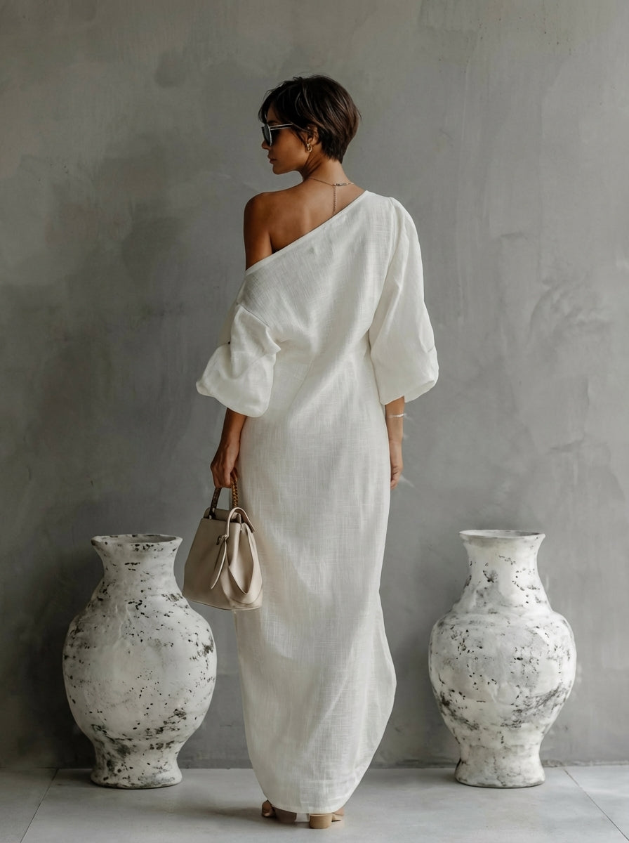 Christine – Sophisticated One-Shoulder Maxi Dress