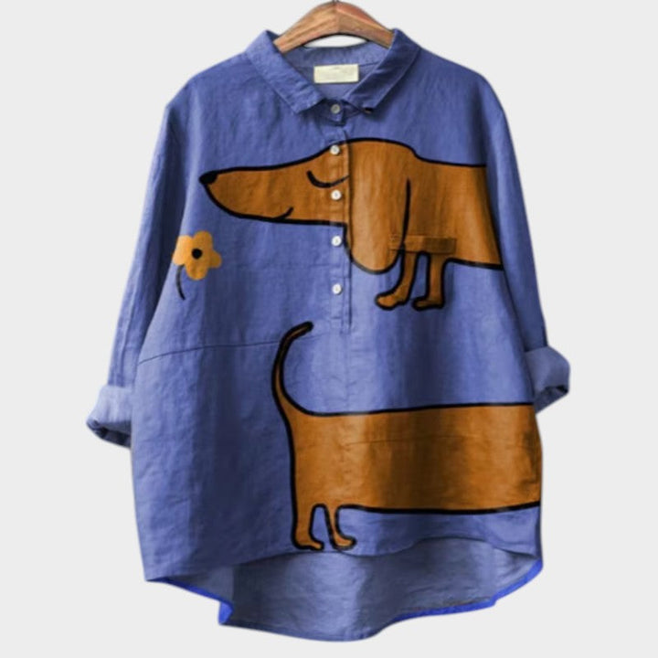 Lisa – Oversized Dog Print Shirt