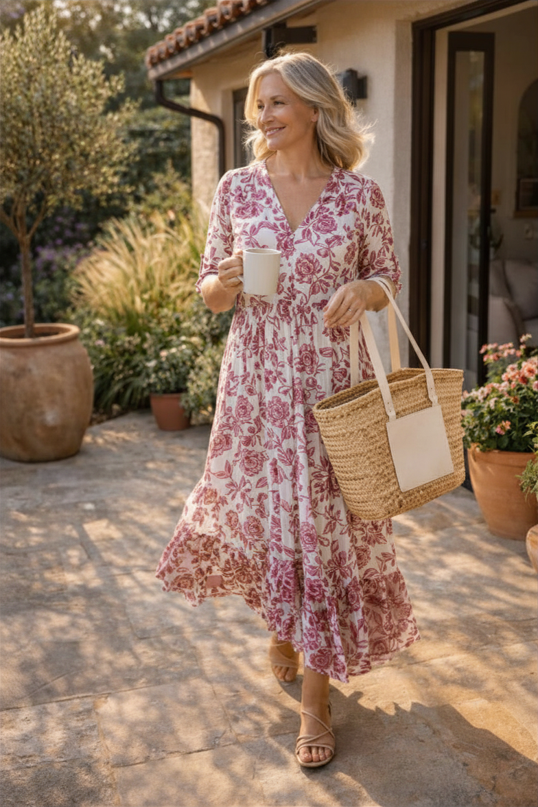 Marie – Floral Tiered Midi Dress