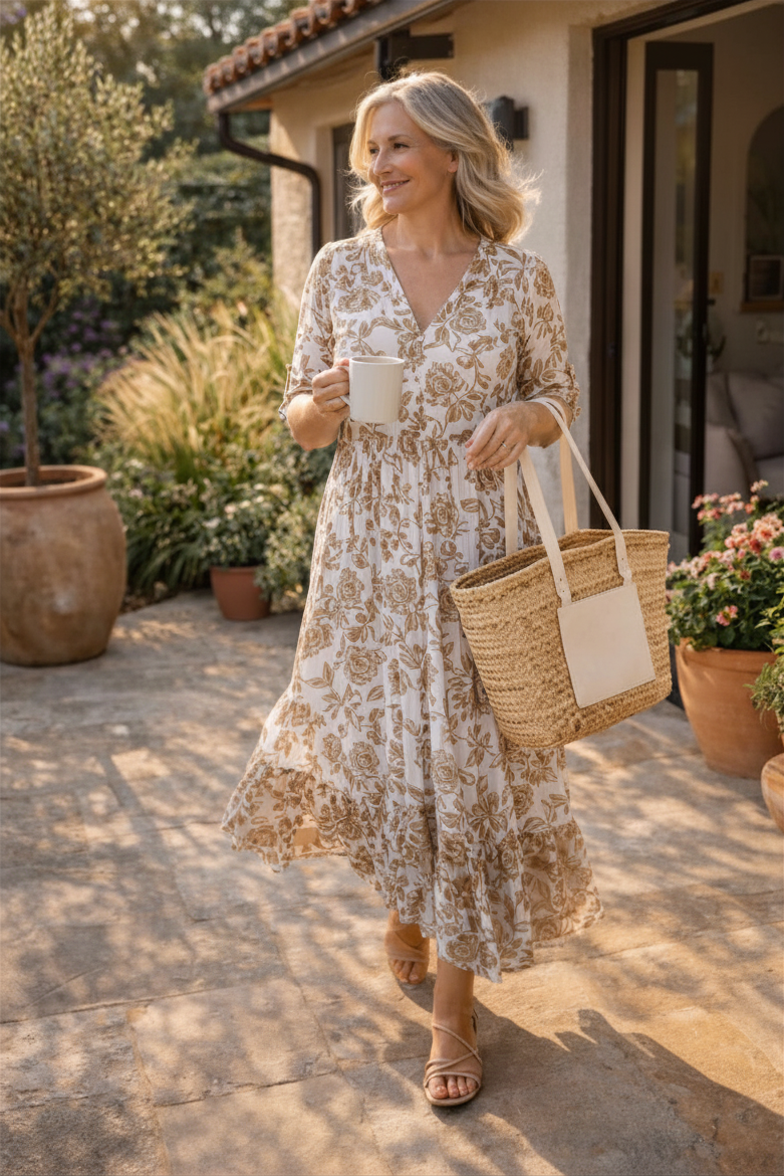 Marie – Floral Tiered Midi Dress