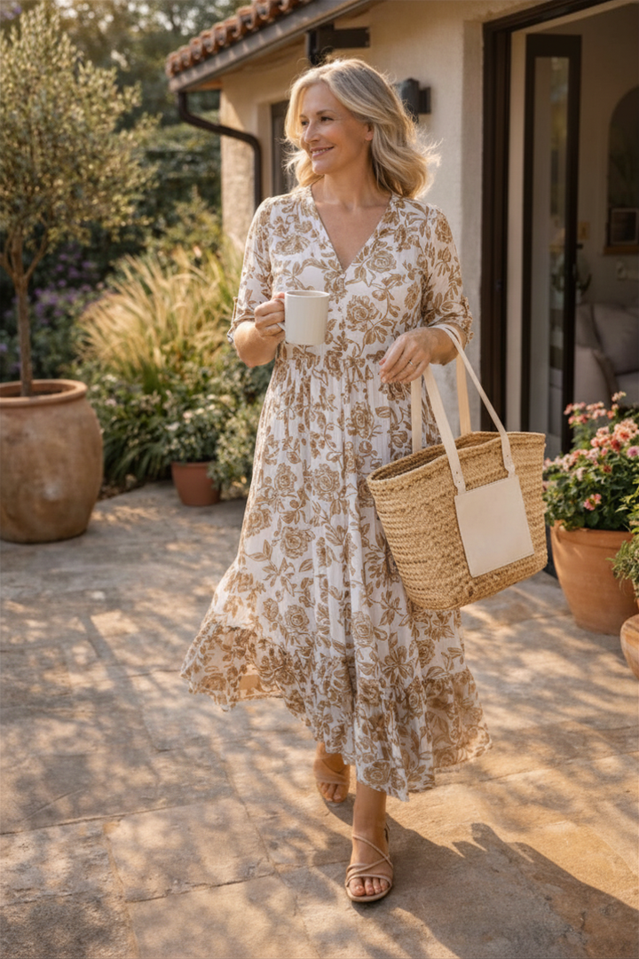 Marie – Floral Tiered Midi Dress