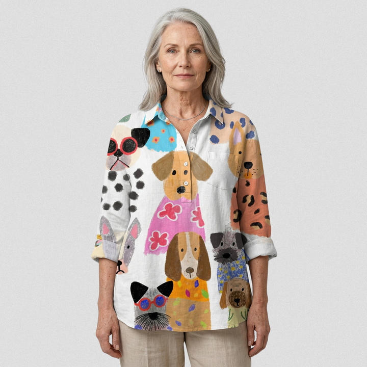 Amber™ | Colorful Puppy Print Casual Shirt