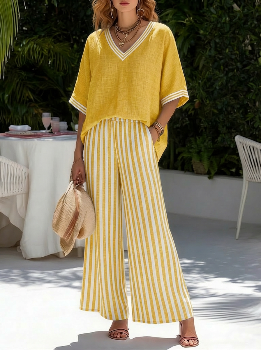Katherine – Striped Linen Duo Set