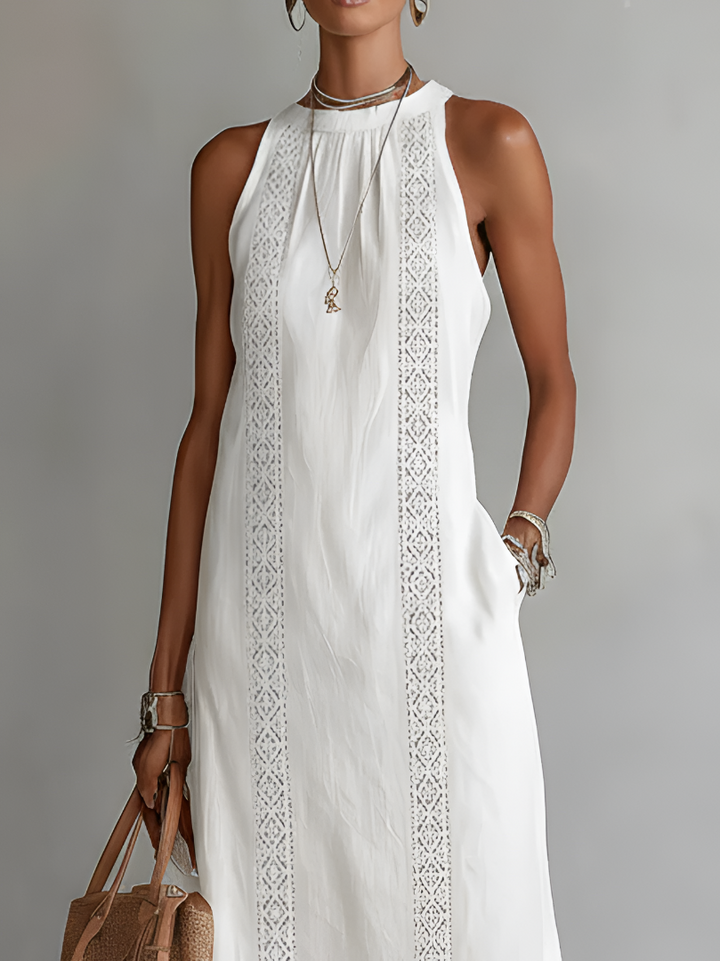 Victoria – Sleeveless Mao Collar Dress