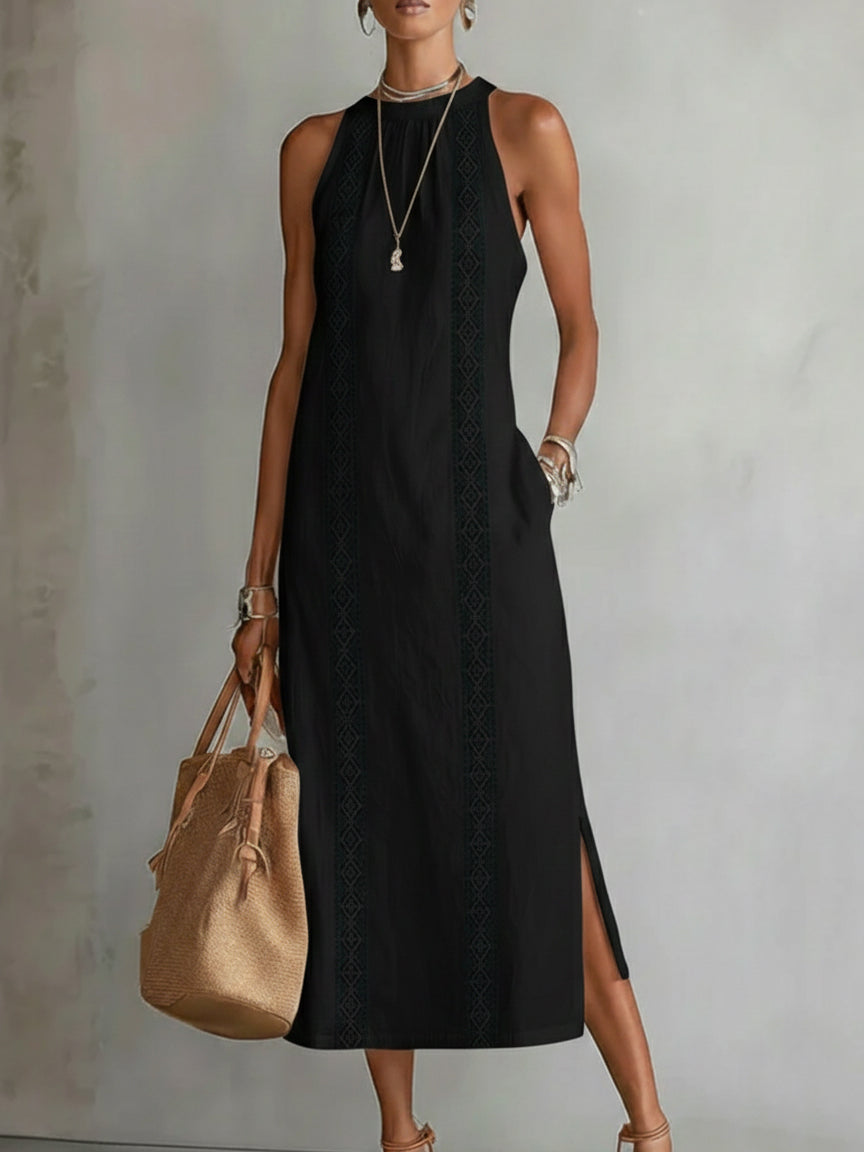 Victoria – Sleeveless Mao Collar Dress