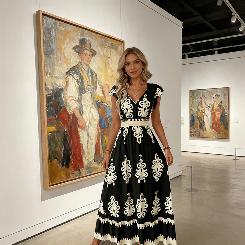 Cynthia – Baroque Maxi Dress